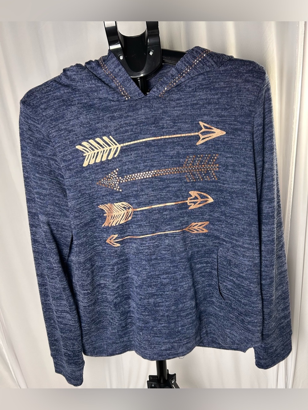 SJS Navy Hooded Sweatshirt with Rose-Gold Arrow Graphics